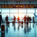 Aéroport France Turquie : quel choisir pour votre voyage ? Terminal aéroport animé avec voyageurs et avions