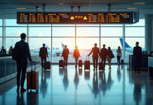 Aéroport France Turquie : quel choisir pour votre voyage ? Terminal aéroport animé avec voyageurs et avions