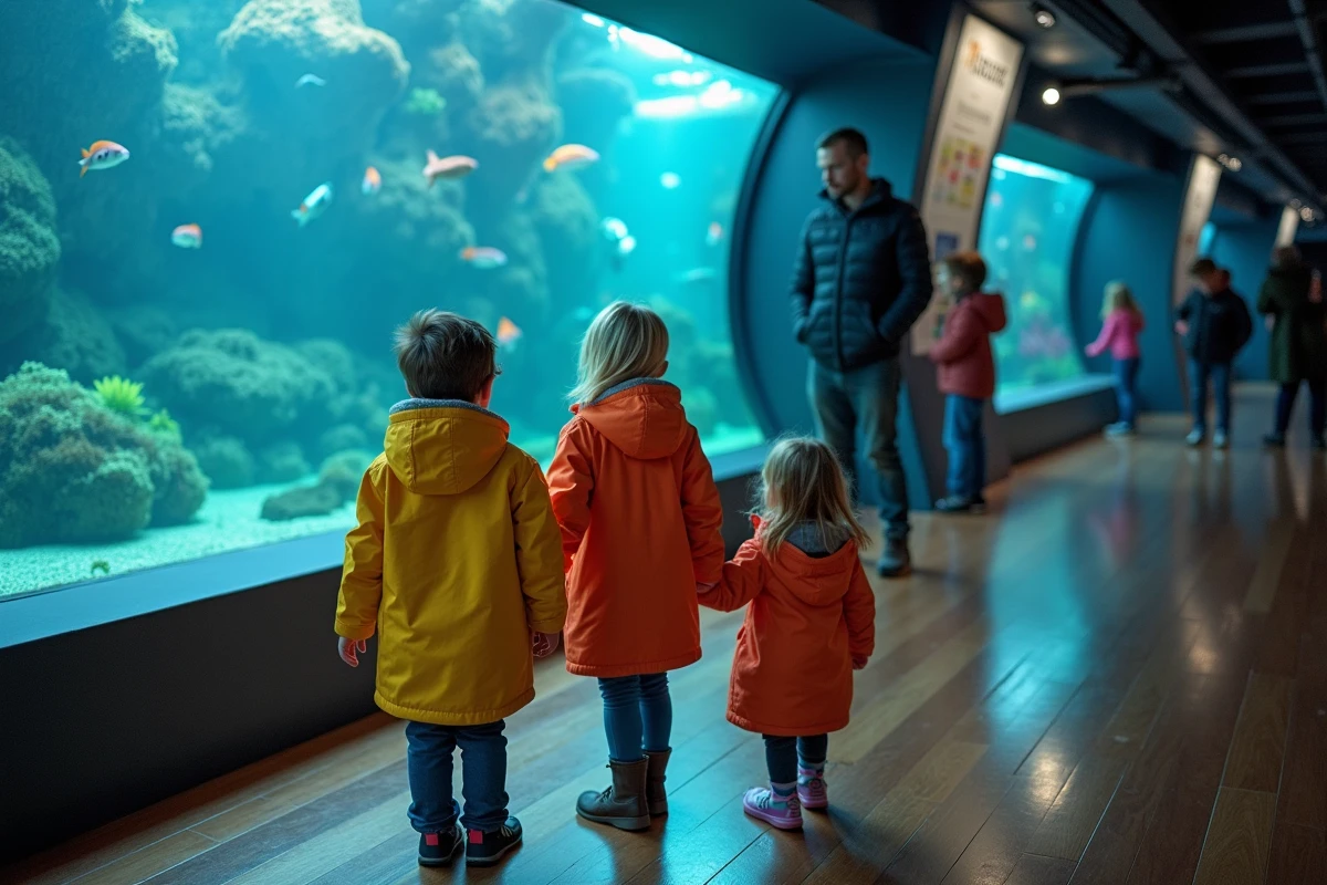 Famille avec enfants exploreur aquarium intérieur à La Cotinière