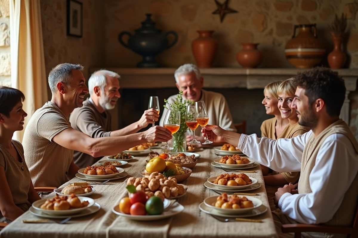 Famille cypriote célébrant un repas de mariage