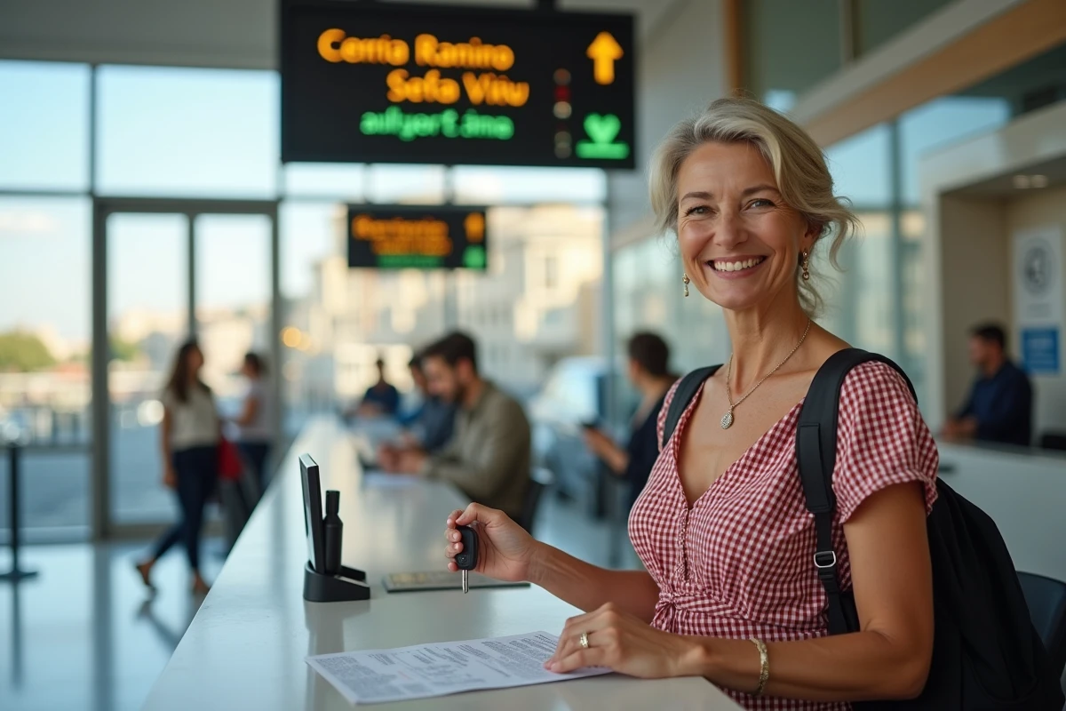 Femme souriante avec cl&eacute;s de voiture &agrave; Palermo
