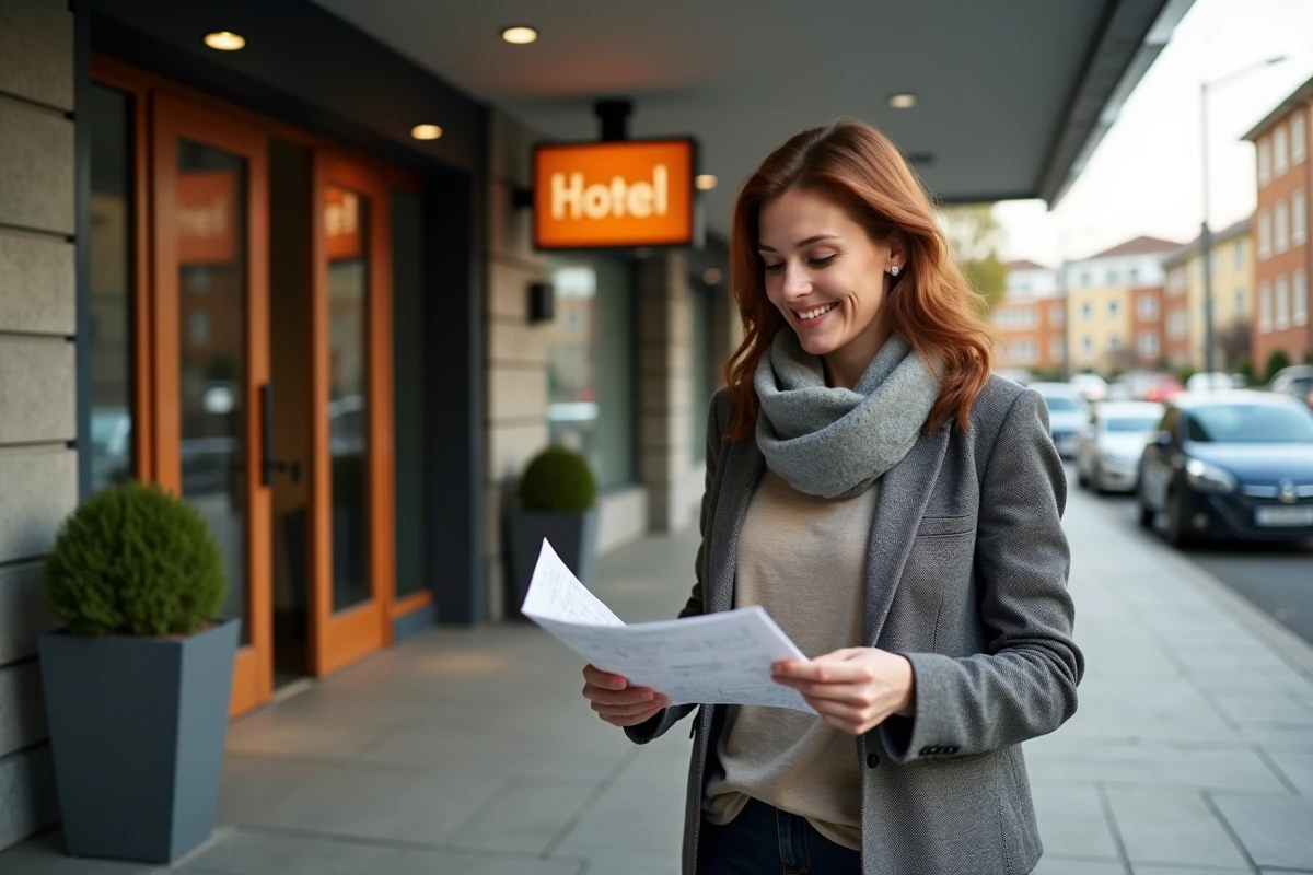 Femme regardant une carte devant l