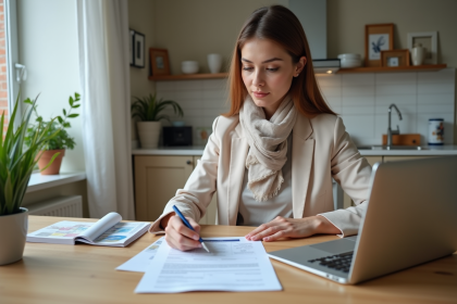 Femme française vérifiant sa demande de visa Australie
