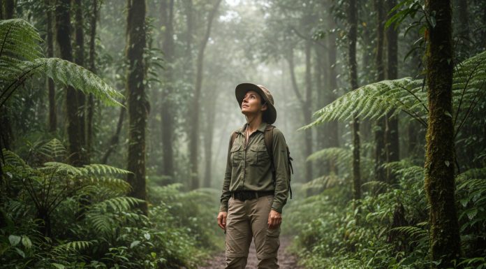 Entre forêts luxuriantes et volcans actifs : l’appel irrésistible du Costa Rica Jeune femme en randonnée dans la forêt tropicale du Costa Rica