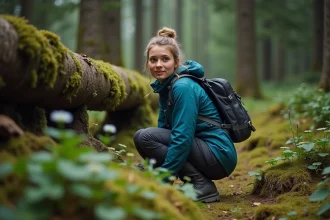 Jeune femme en pleine nature en randonnée