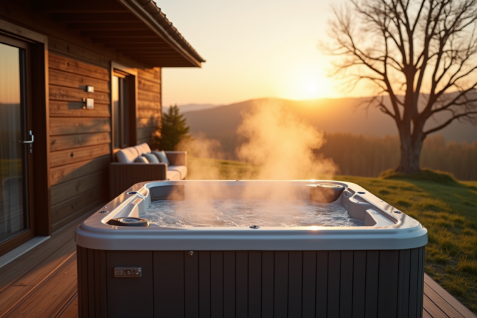 Gîte normand avec jacuzzi extérieur au coucher du soleil