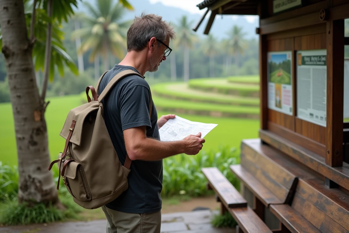 Homme v&eacute;rifiant une carte &agrave; l