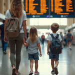 Voyager avec des enfants : les avantages d’une expérience inoubliable ! Maman et enfants dans une gare européenne animée