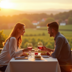 Week-end en amoureux en Alsace : hébergements inoubliables Couple prenant petit déjeuner sur terrasse en Alsace