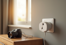 Prise électrique moderne dans une chambre d'hôtel à Buenos Aires