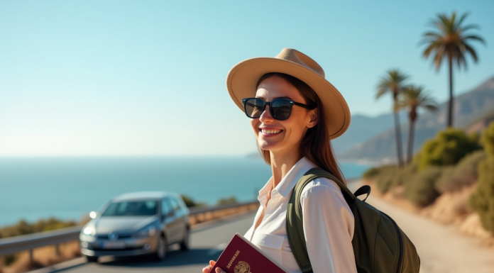Voyager en Espagne : obtenir son permis international simplement et légalement Voyageur souriant avec passeport et permis de conduire en Espagne